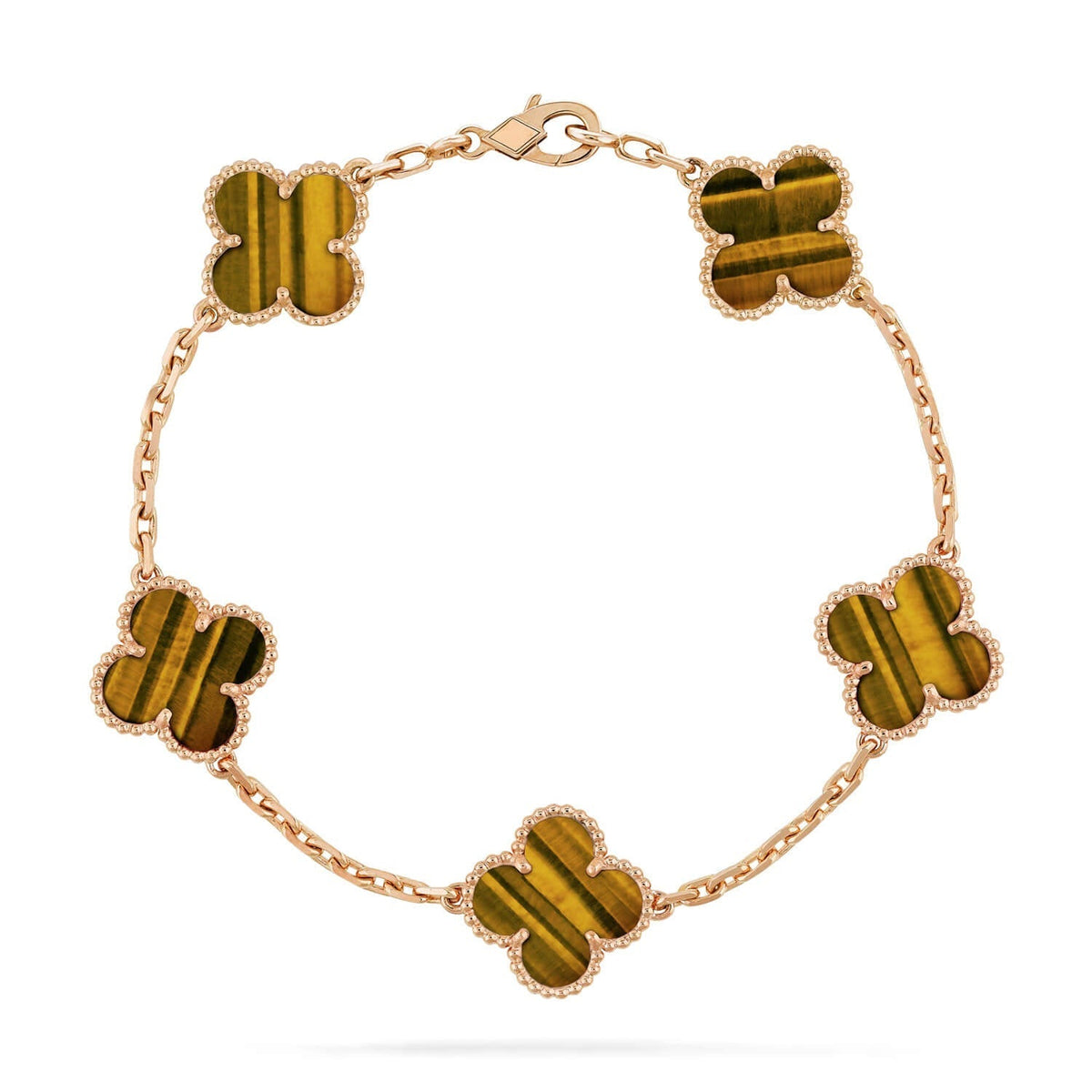 [AW]LUCKY CLOVER 5-MOTIF BRACELET -  TIGER’S EYE COLLECTION