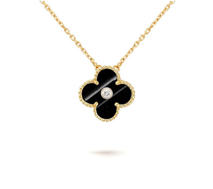 [AW]15MM CLOVER FLOWER DIAMOND PENDANT NECKLACE COLLECTION