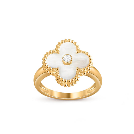 [AW]LUCKY CLOVER DIAMOND-ACCENT GOLD RING COLLECTION