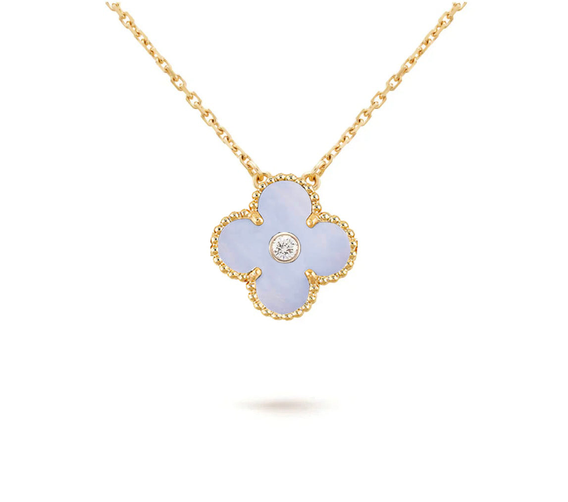 [AW]15MM CLOVER FLOWER DIAMOND PENDANT NECKLACE COLLECTION