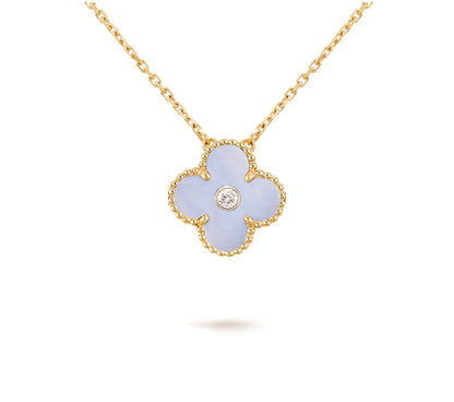 [AW]15MM CLOVER FLOWER DIAMOND PENDANT NECKLACE COLLECTION