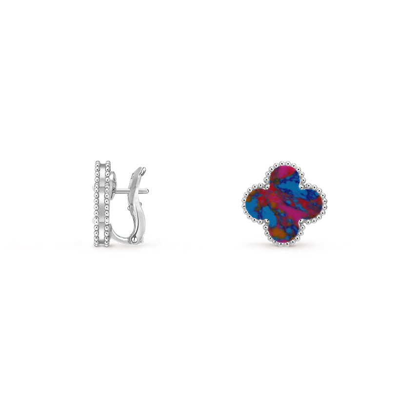 [AW]15MM CLOVER FLOWER STUD EARRINGS WHITE GOLD COLLECTION