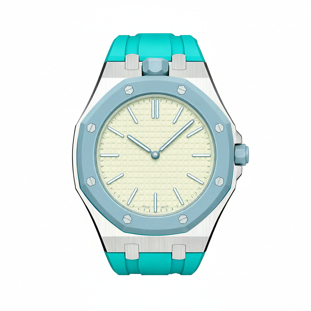 [AW]OAK POP SKY BLUE STEEL SILICONE STRAP