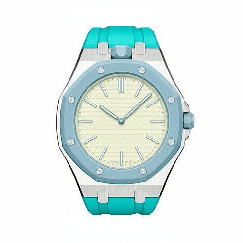 [AW]OAK POP SKY BLUE STEEL SILICONE STRAP