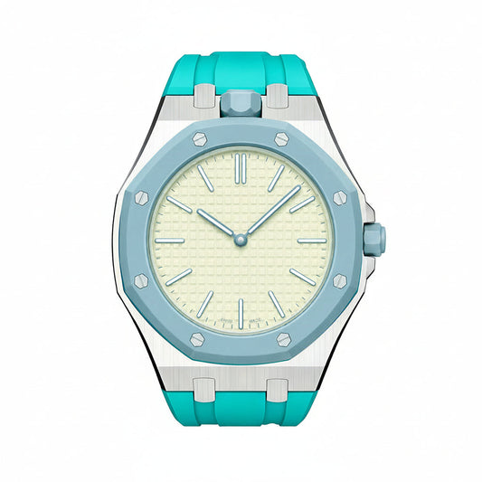 [AW]OAK POP SKY BLUE STEEL SILICONE STRAP