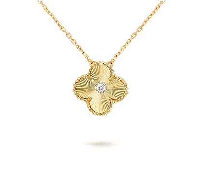 [AW]15MM CLOVER FLOWER DIAMOND PENDANT NECKLACE COLLECTION