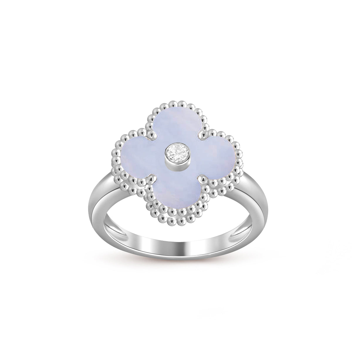 [AW]LUCKY CLOVER DIAMOND-ACCENT WHITE GOLD RING COLLECTION