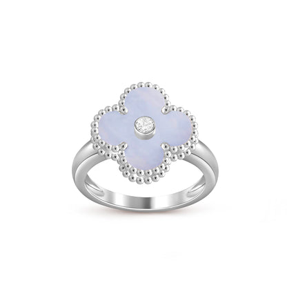 [AW]LUCKY CLOVER DIAMOND-ACCENT WHITE GOLD RING COLLECTION