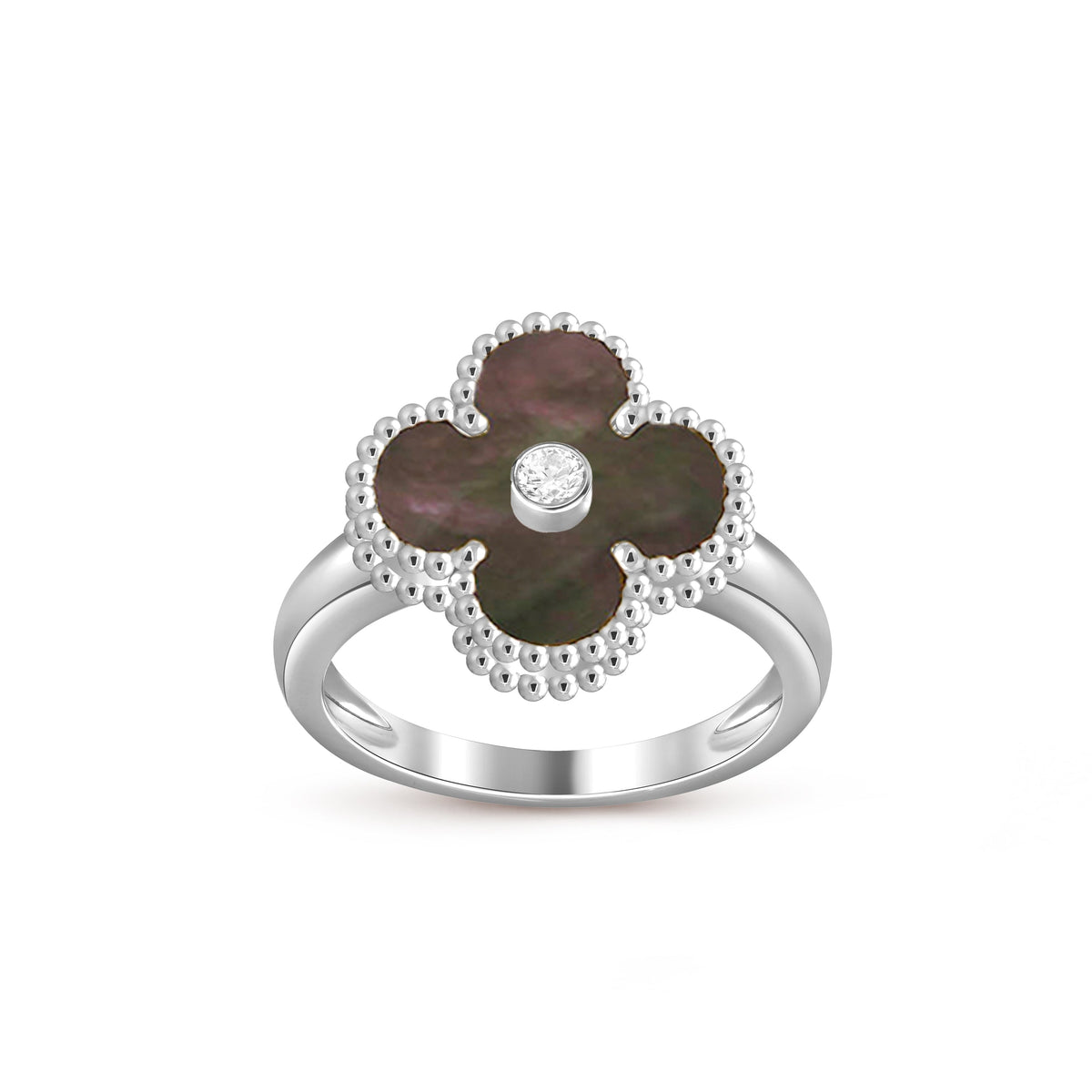 [AW]LUCKY CLOVER DIAMOND-ACCENT WHITE GOLD RING COLLECTION