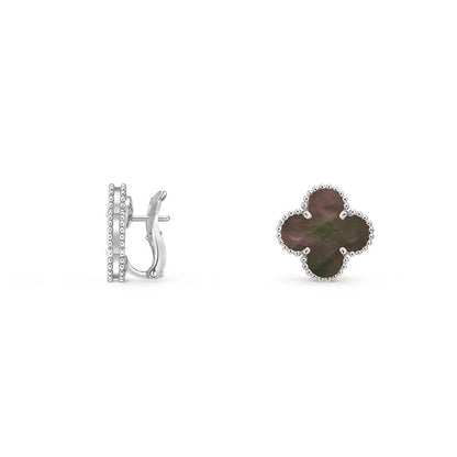 [AW]15MM CLOVER FLOWER STUD EARRINGS WHITE GOLD COLLECTION