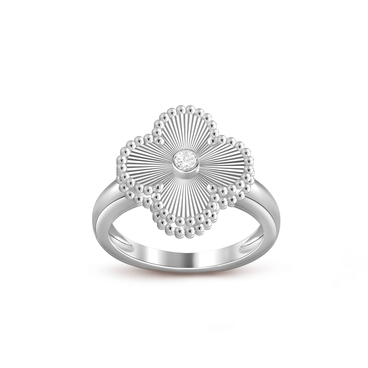 [AW]LUCKY CLOVER DIAMOND-ACCENT WHITE GOLD RING COLLECTION