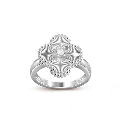 [AW]LUCKY CLOVER DIAMOND-ACCENT WHITE GOLD RING COLLECTION