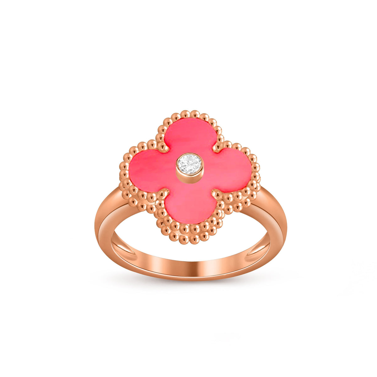 [AW]LUCKY CLOVER DIAMOND-ACCENT ROSE GOLD RING COLLECTION