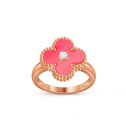 [AW]LUCKY CLOVER DIAMOND-ACCENT ROSE GOLD RING COLLECTION