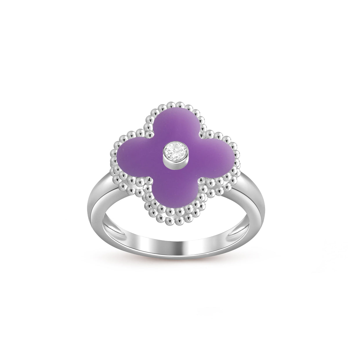 [AW]LUCKY CLOVER DIAMOND-ACCENT WHITE GOLD RING COLLECTION