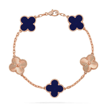 [AW]LUCKY CLOVER 5-MOTIF BRACELET - LAPIS LAZULI COLLECTION