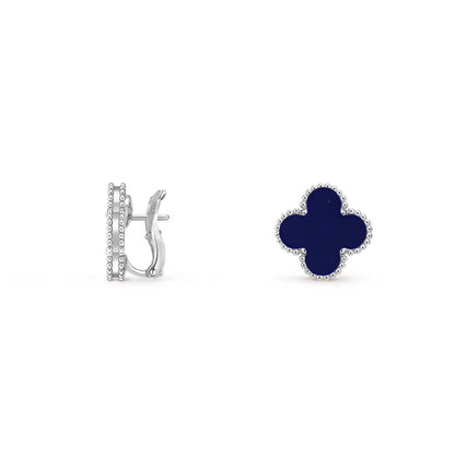 [AW]15MM CLOVER FLOWER STUD EARRINGS WHITE GOLD COLLECTION