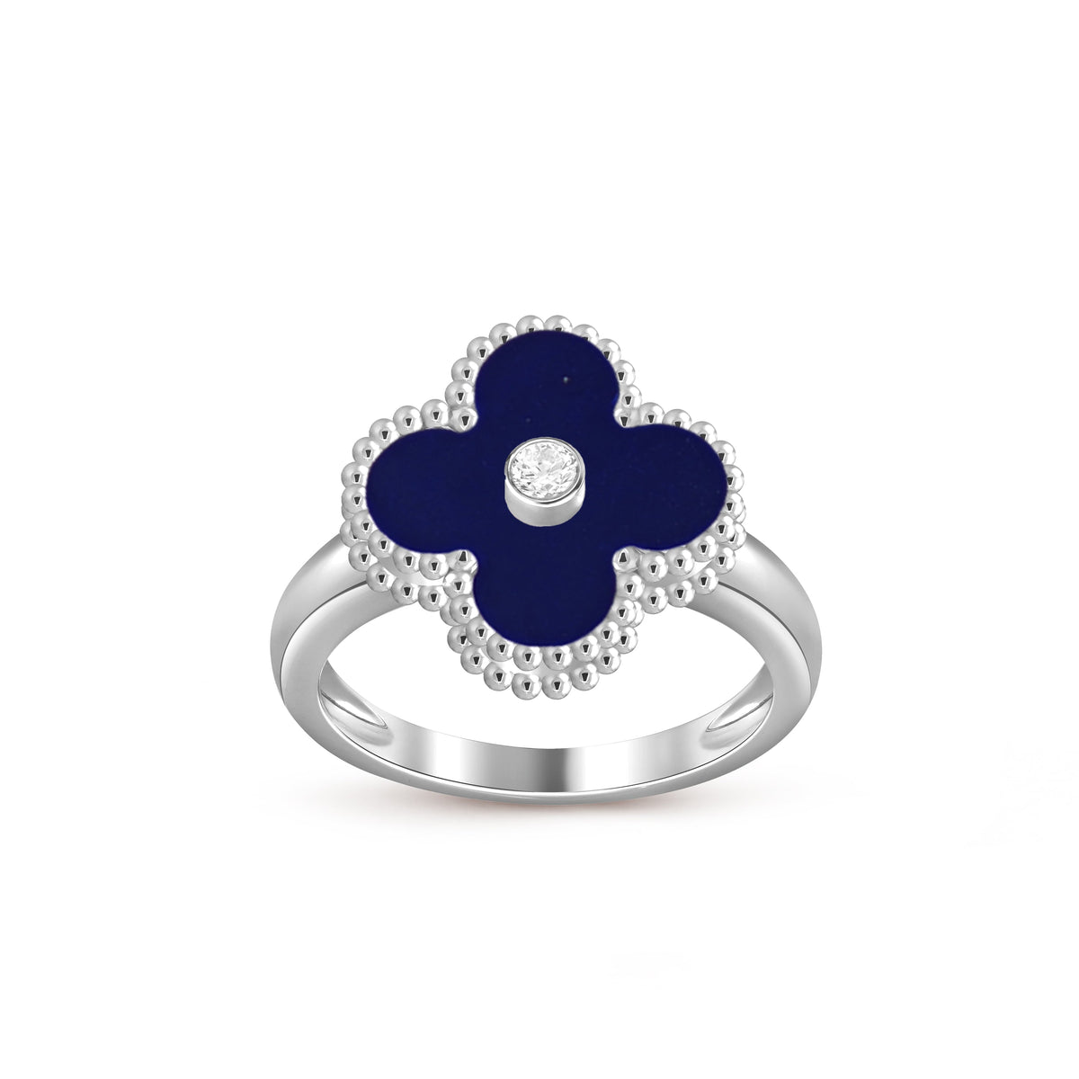 [AW]LUCKY CLOVER DIAMOND-ACCENT WHITE GOLD RING COLLECTION
