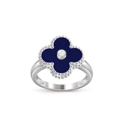 [AW]LUCKY CLOVER DIAMOND-ACCENT WHITE GOLD RING COLLECTION