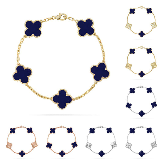[AW]LUCKY CLOVER 5-MOTIF BRACELET - LAPIS LAZULI COLLECTION