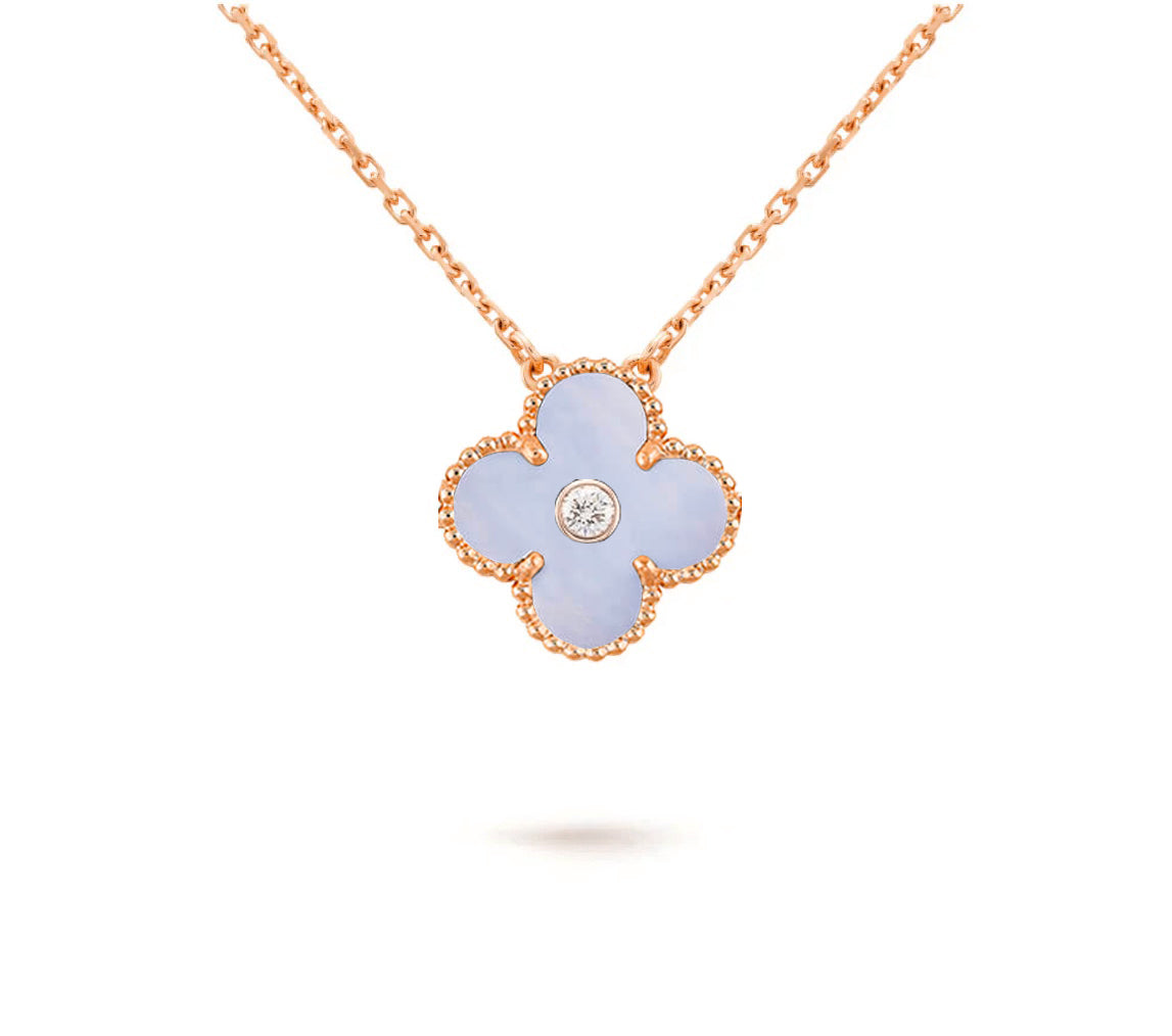 [AW]15MM CLOVER FLOWER DIAMOND PENDANT NECKLACE COLLECTION