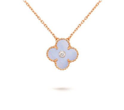 [AW]15MM CLOVER FLOWER DIAMOND PENDANT NECKLACE COLLECTION