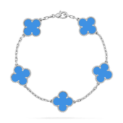 [AW]LUCKY CLOVER 5-MOTIF BRACELET - BLUE AGATE COLLECTION