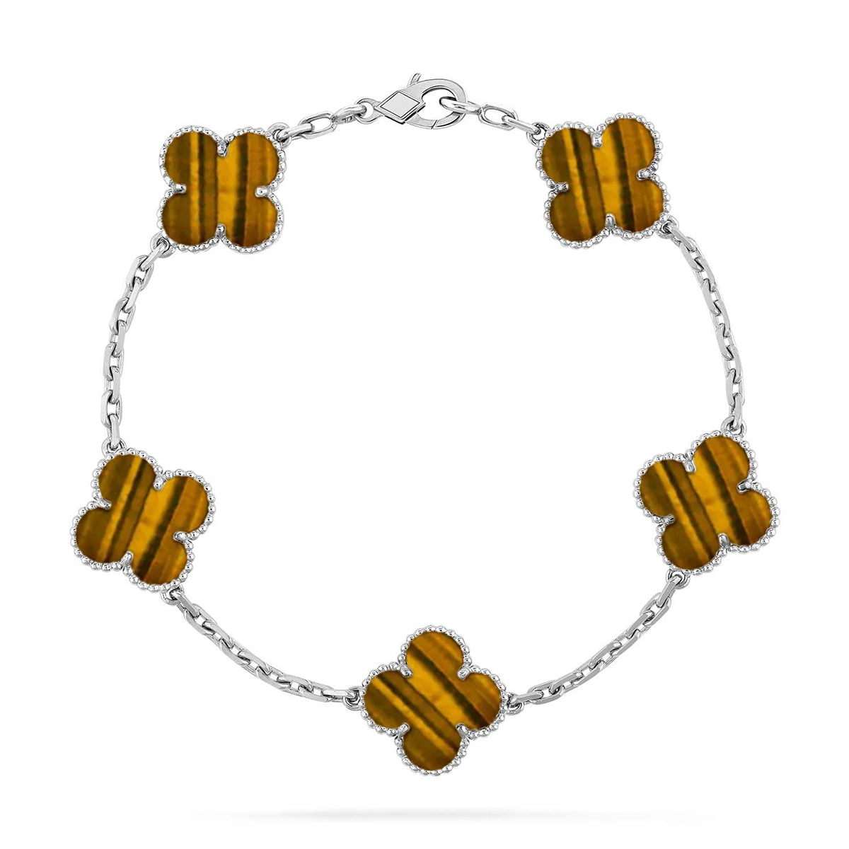 [AW]LUCKY CLOVER 5-MOTIF BRACELET -  TIGER’S EYE COLLECTION