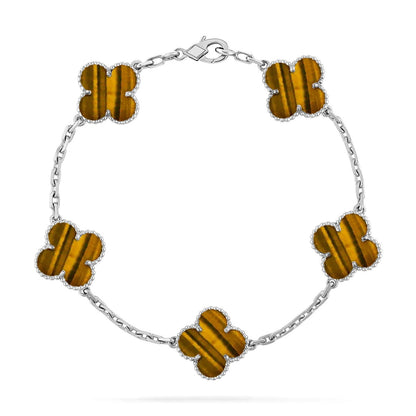 [AW]LUCKY CLOVER 5-MOTIF BRACELET -  TIGER’S EYE COLLECTION