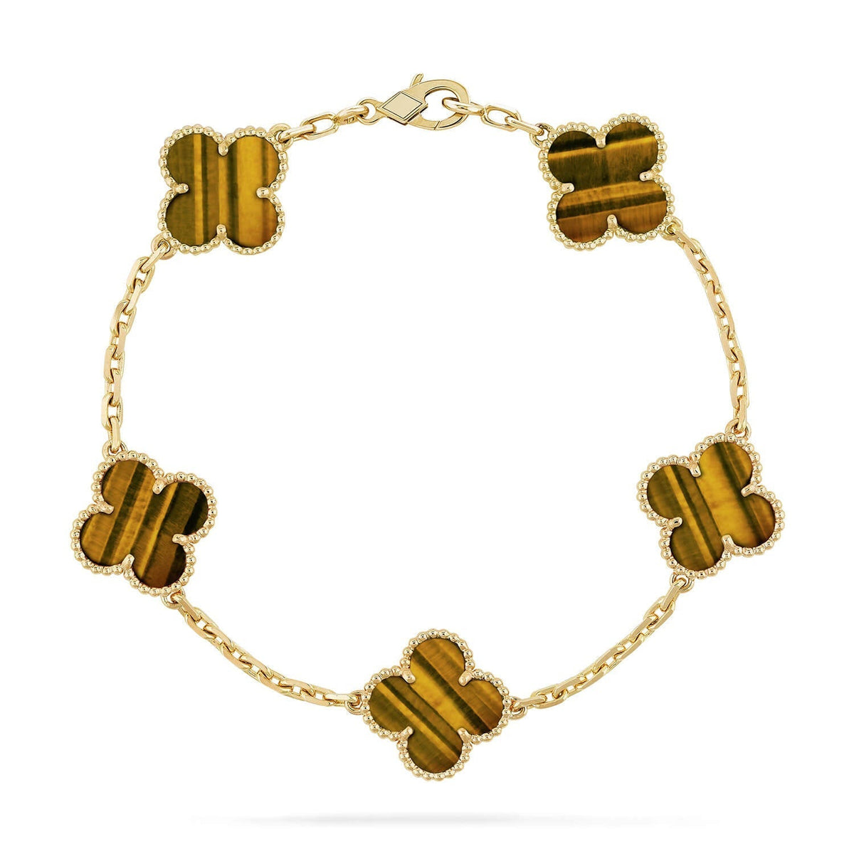 [AW]LUCKY CLOVER 5-MOTIF BRACELET -  TIGER’S EYE COLLECTION