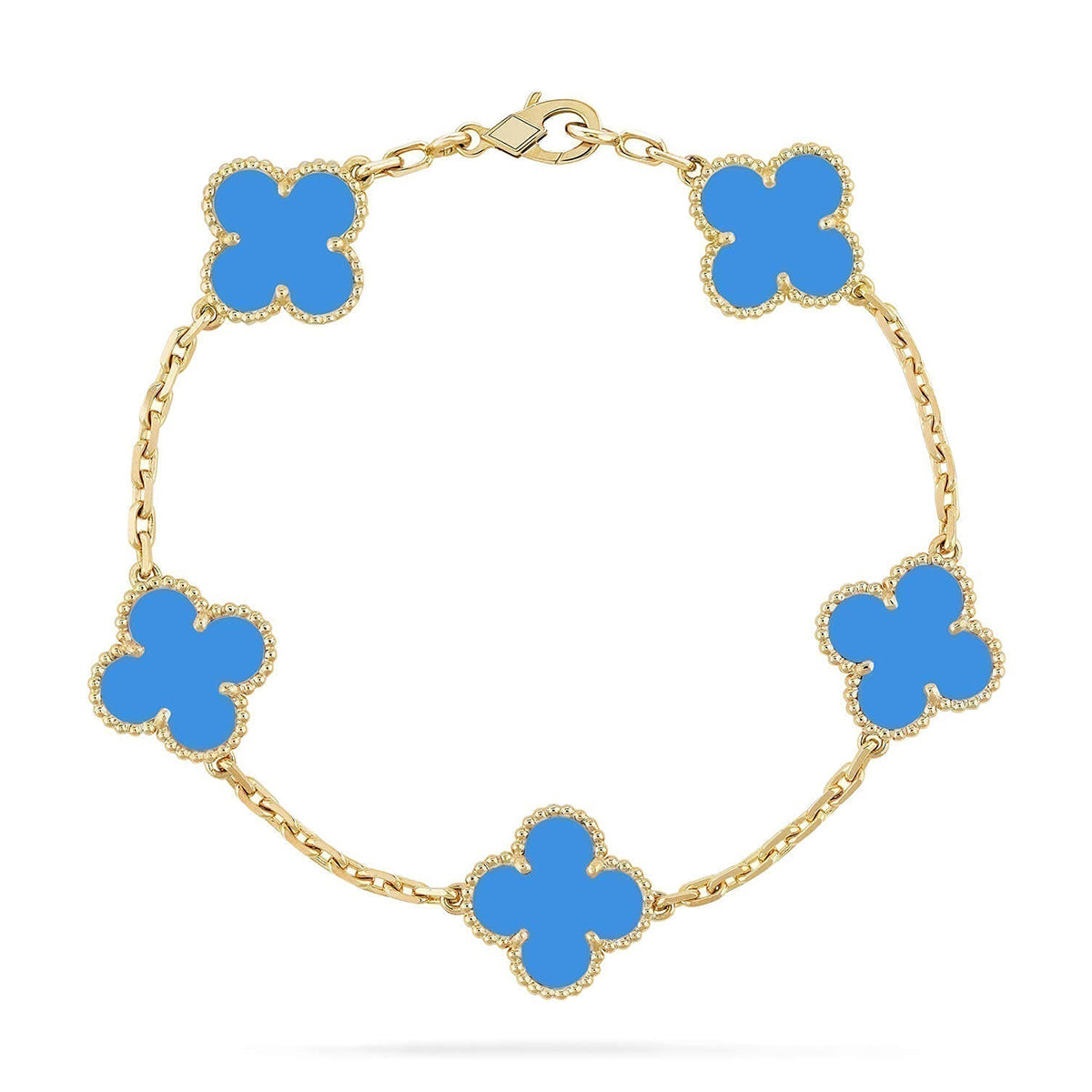 [AW]LUCKY CLOVER 5-MOTIF BRACELET - BLUE AGATE COLLECTION
