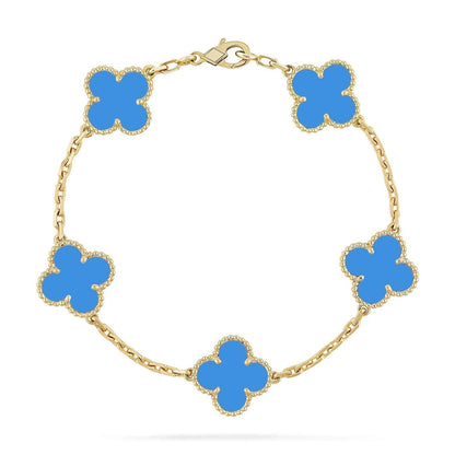 [AW]LUCKY CLOVER 5-MOTIF BRACELET - BLUE AGATE COLLECTION
