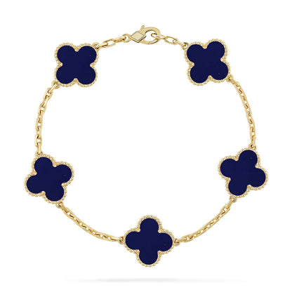 [AW]LUCKY CLOVER 5-MOTIF BRACELET - LAPIS LAZULI COLLECTION