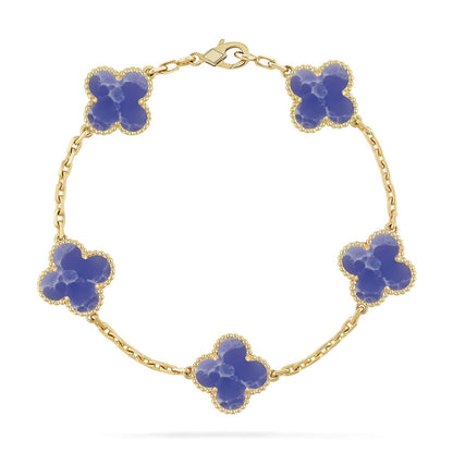 [AW]LUCKY CLOVER 5-MOTIF BRACELET - BLUE LARIMAR COLLECTION