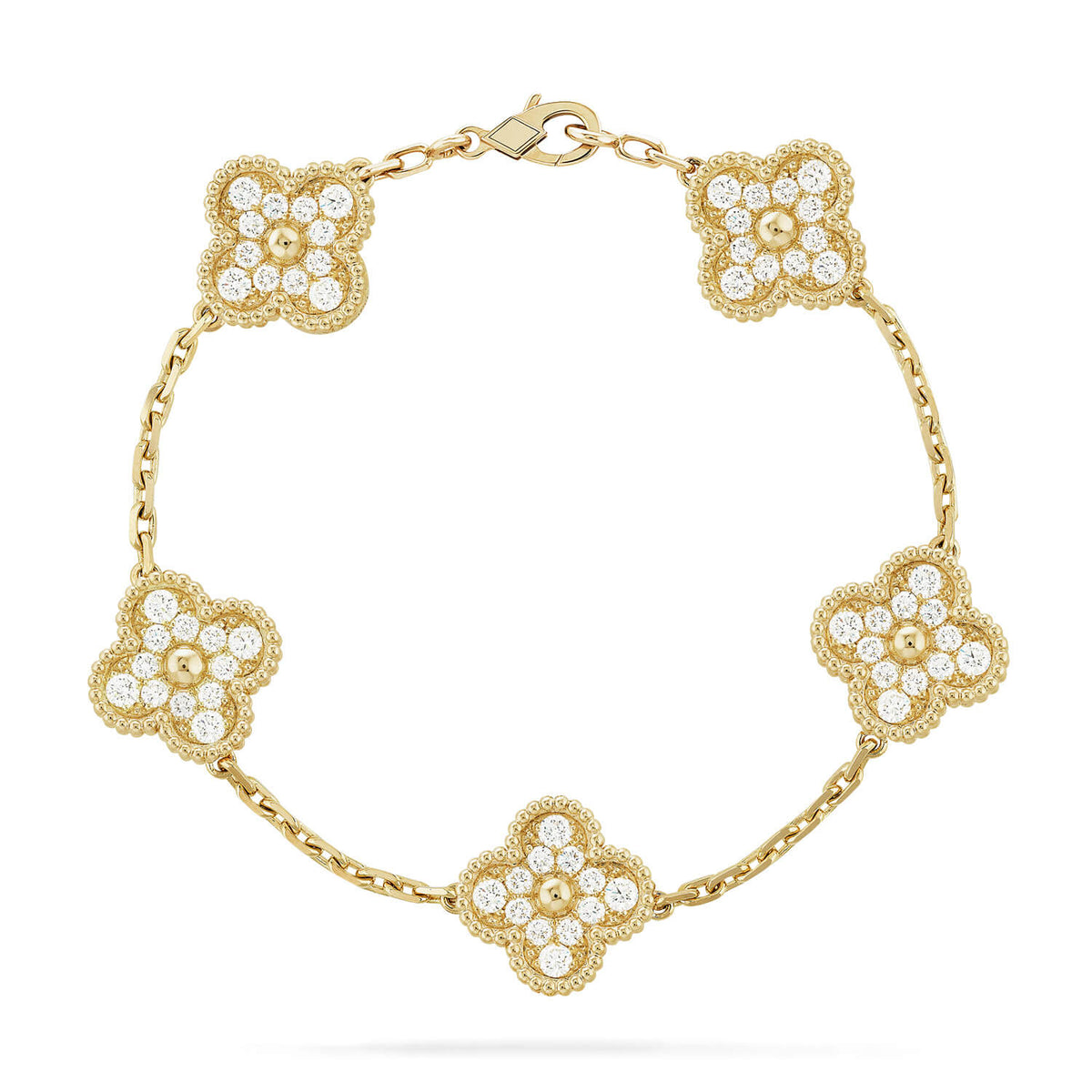 [AW]LUCKY CLOVER 5-MOTIF BRACELET - FULL-DIAMOND