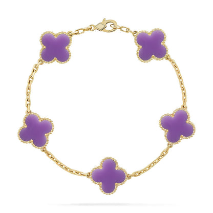 [AW]LUCKY CLOVER 5-MOTIF BRACELET - LAVENDER COLLECTION