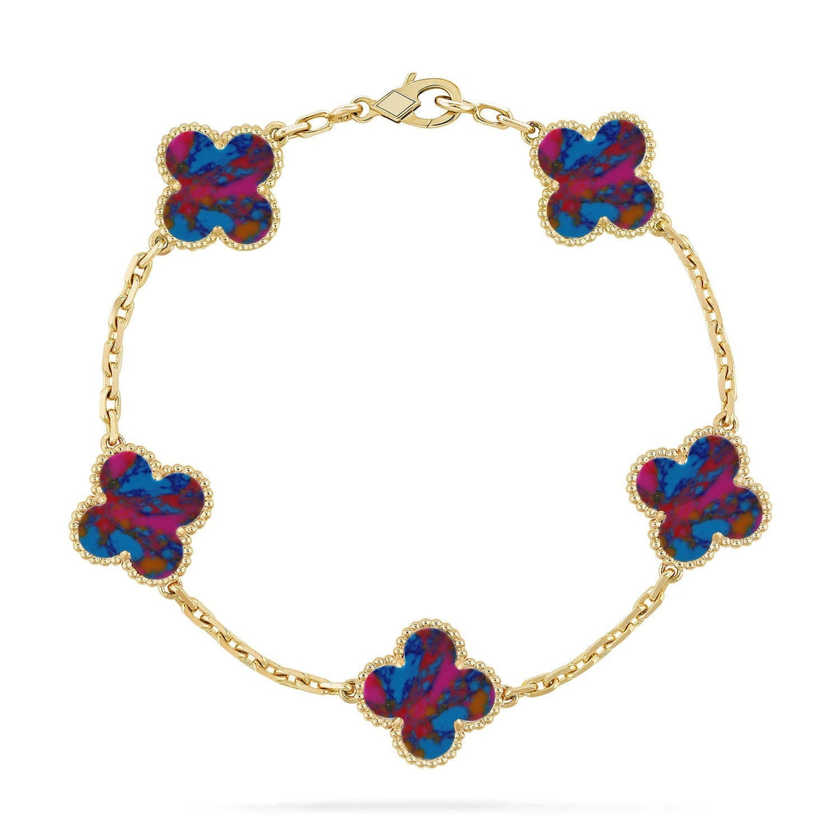 [AW]LUCKY CLOVER 5-MOTIF BRACELET - MULTI-GEM COLLECTION