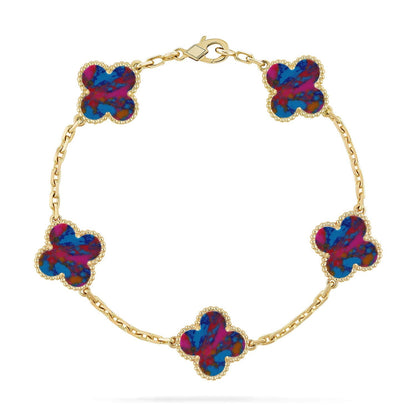 [AW]LUCKY CLOVER 5-MOTIF BRACELET - MULTI-GEM COLLECTION