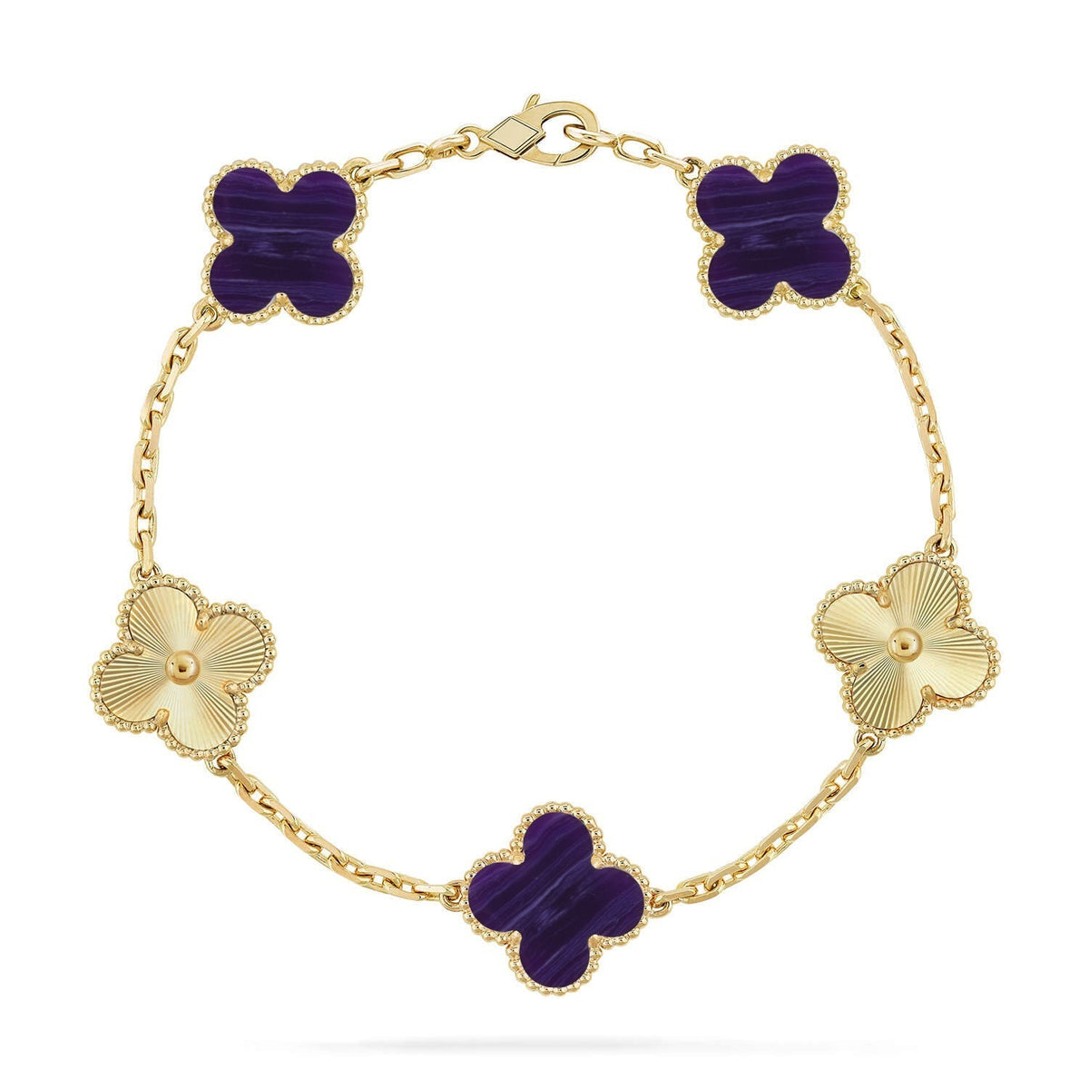 [AW]LUCKY CLOVER 5-MOTIF BRACELET - CHAROITE COLLECTION