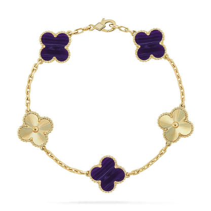 [AW]LUCKY CLOVER 5-MOTIF BRACELET - CHAROITE COLLECTION