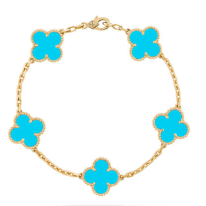 [AW]LUCKY CLOVER 5-MOTIF BRACELET - TURQUOISE COLLECTION