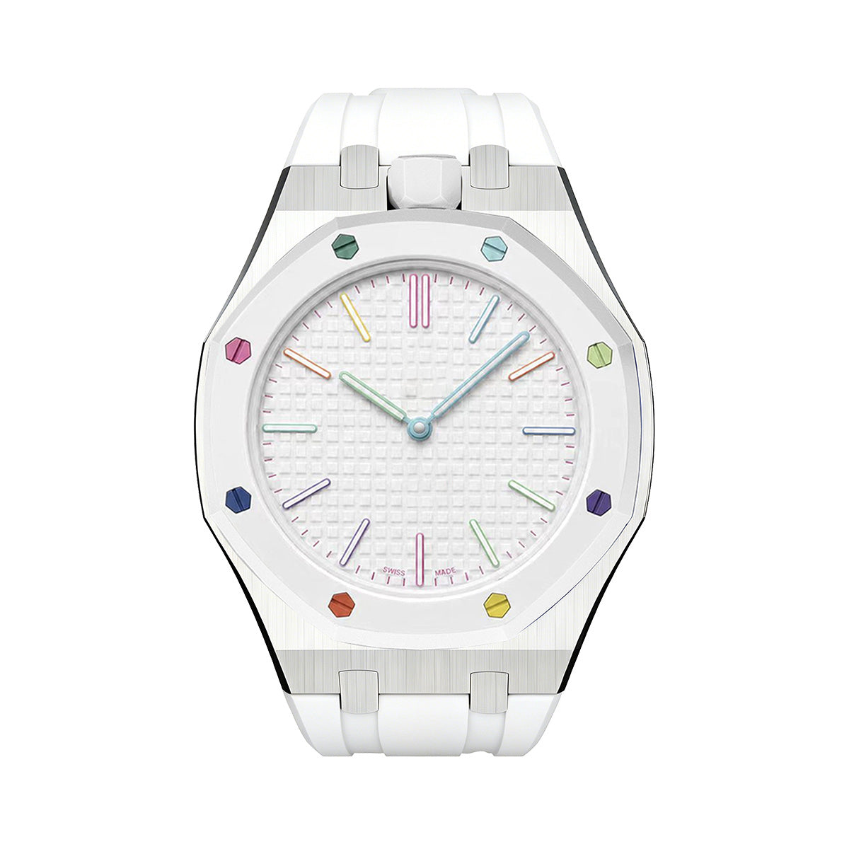 [AW]OAK POP WHITE STEEL SILICONE STRAP