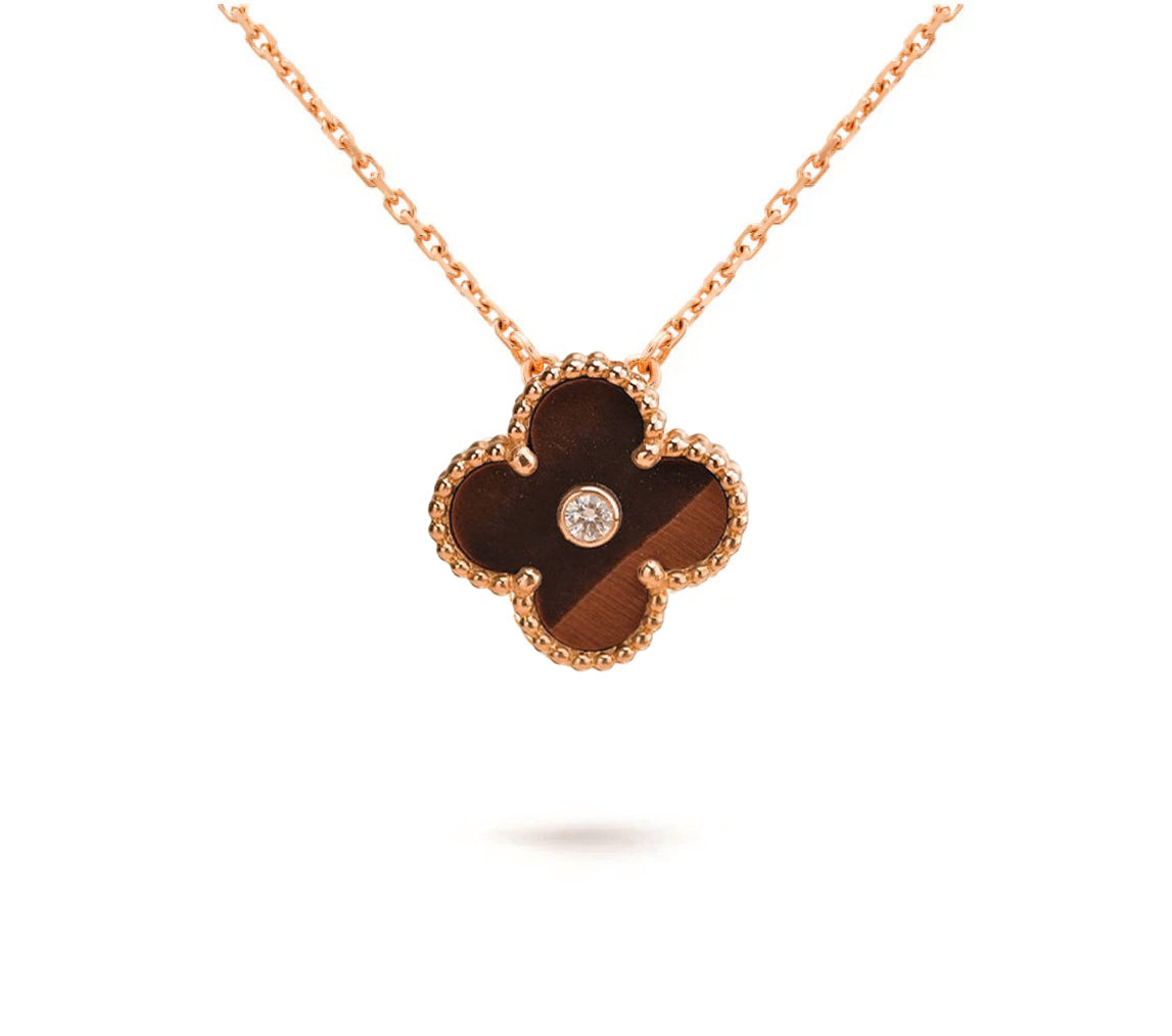 [AW]15MM CLOVER FLOWER DIAMOND PENDANT NECKLACE COLLECTION