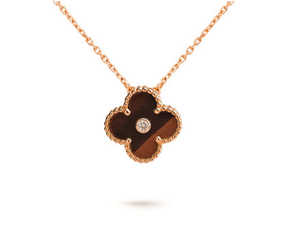 [AW]15MM CLOVER FLOWER DIAMOND PENDANT NECKLACE COLLECTION