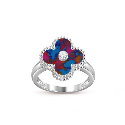 [AW]LUCKY CLOVER DIAMOND-ACCENT WHITE GOLD RING COLLECTION