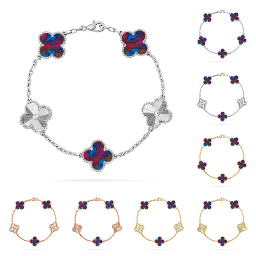 [AW]LUCKY CLOVER 5-MOTIF BRACELET - MULTI-GEM COLLECTION