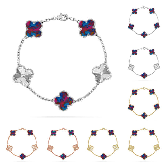 [AW]LUCKY CLOVER 5-MOTIF BRACELET - MULTI-GEM COLLECTION