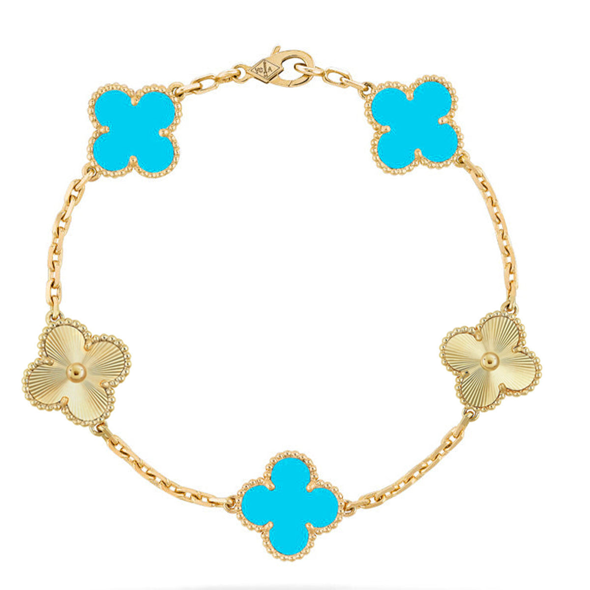 [AW]LUCKY CLOVER 5-MOTIF BRACELET - TURQUOISE COLLECTION