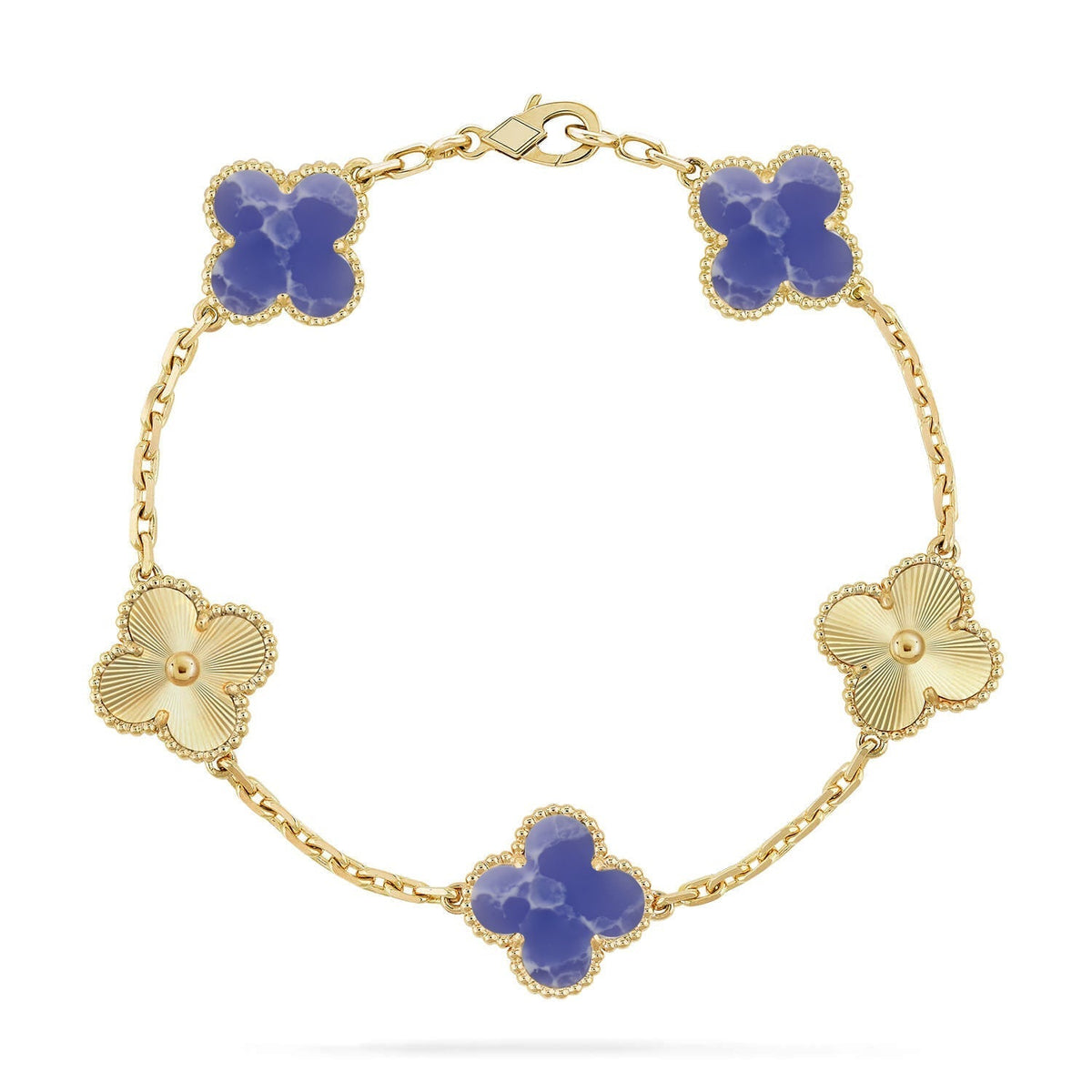 [AW]LUCKY CLOVER 5-MOTIF BRACELET - BLUE LARIMAR COLLECTION