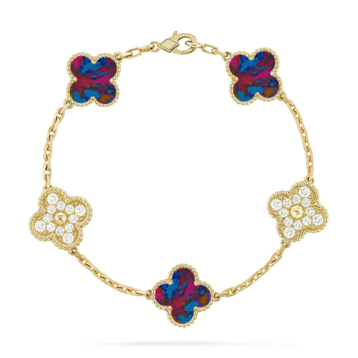 [AW]LUCKY CLOVER 5-MOTIF BRACELET - MULTI-GEM COLLECTION